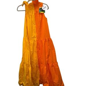 Christopher John Rogers NEW NWT cantaloupe tangerine orange crisp maxi dress XS